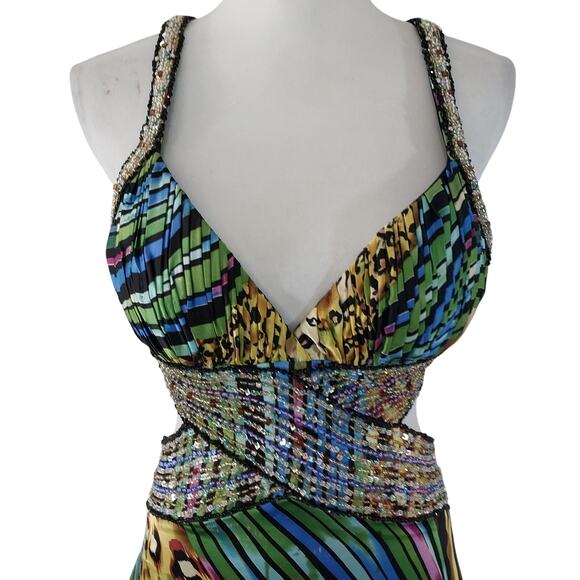 La Femme Vibrant Animal Print Maxi Dress - Picture 3 of 12
